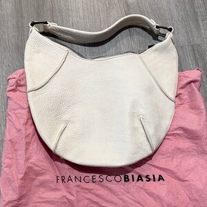 Francesco Biasia Cream Leather Hobo Bag